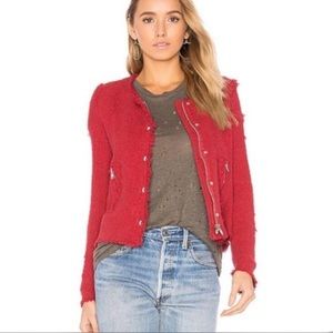 Iro Agnette Tweed Boucle Jacket Red Distressed 3 M